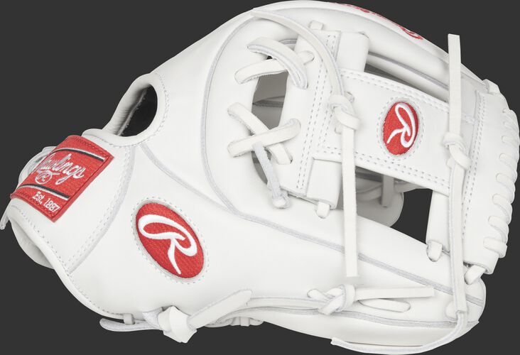 Thumb view of a white RLA715-2W Liberty Advanced 11.75-inch fastpitch infield glove with a white I web