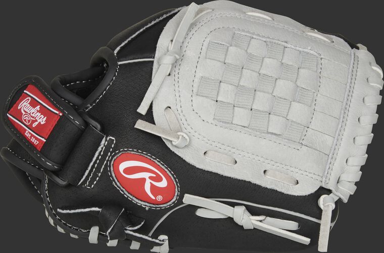 Thumb of a black SC105BGB 10.5-inch Sure Catch infield/outfield glove with a grey Basket web