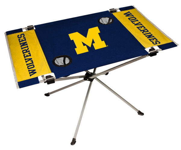 Rawlings Yellow and Blue NCAA Michigan Wolverines Endzone Table With Two Cup Holders, Team Logo, and Team Name SKU #04053083111
