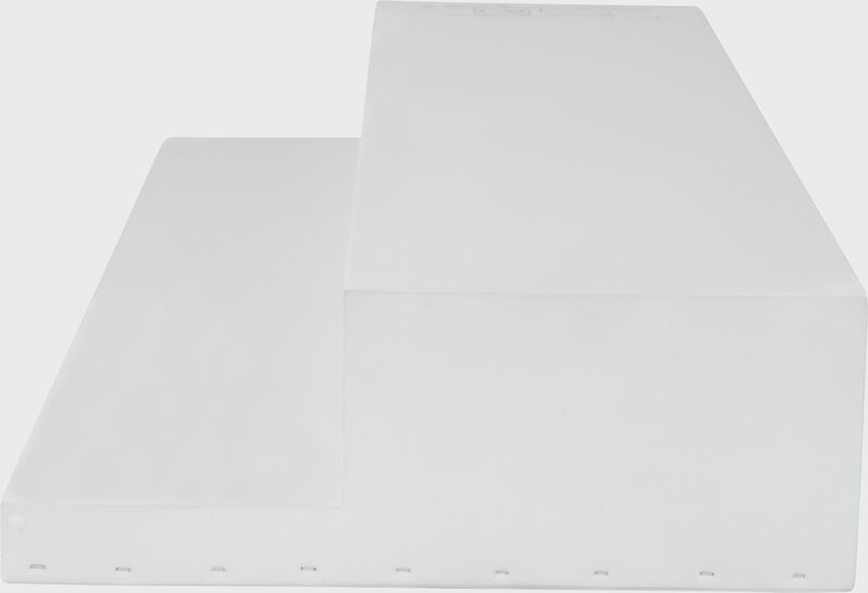 Side of a white Rawlings step down pitching rubber - SKU: RSDPR