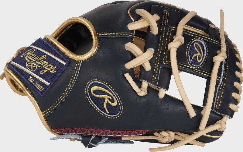 Thumb of a camel/navy Pro Preferred 11.5" infield glove with a navy I-web - SKU: PROS204W-2CN