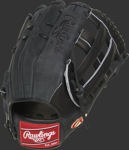 Suede back of a black Cody Bellinger Gameday 57 series outfield glove - SKU: PRO442-CB35