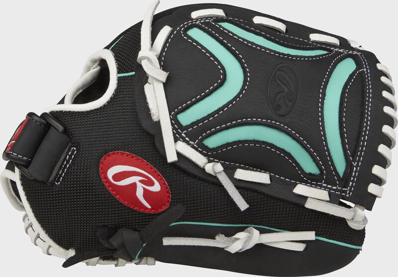 CL115BMT Champion Lite 11.5-inch infield glove with a black thumb and black/mint Decorative X web