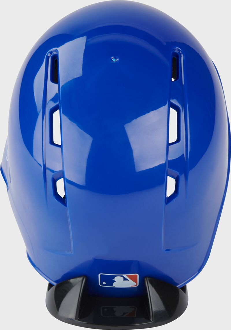 Back of a blue Mets mini replica helmet loading=