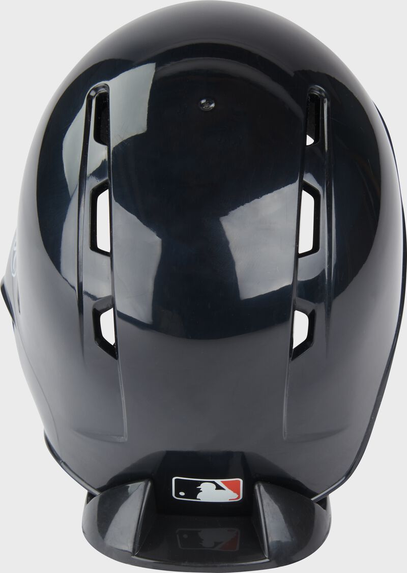 Back of a black Giants mini replica helmet