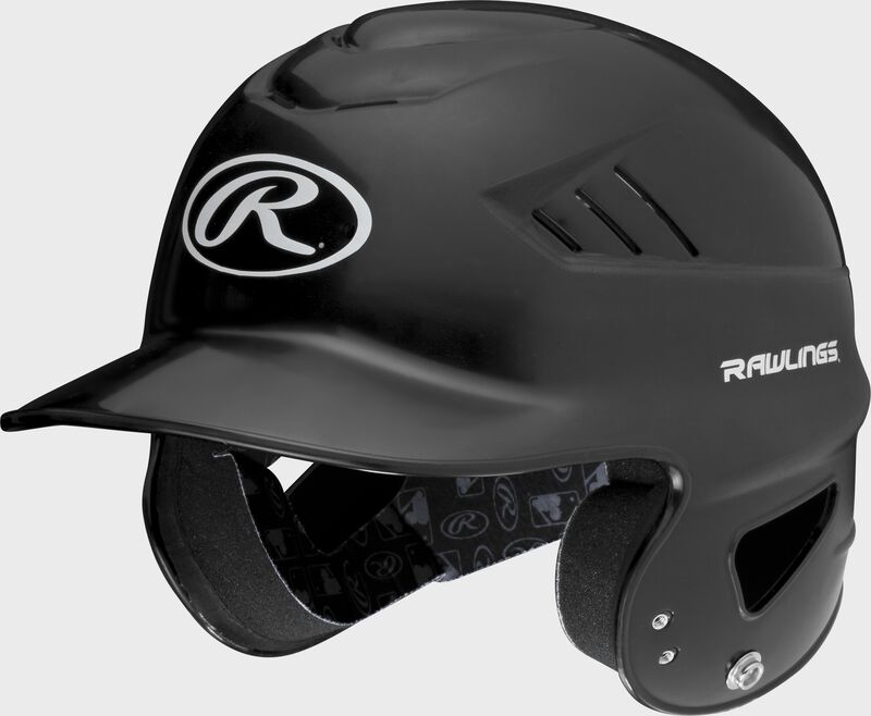 Front left view of a Black Coolflo Batting Helmet | SKU: RCFH-B loading=