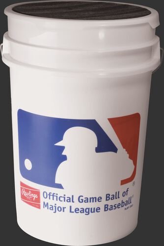 Official Ball of MLB logo on a white FSXBUCK30 flat seam practice ball bucket