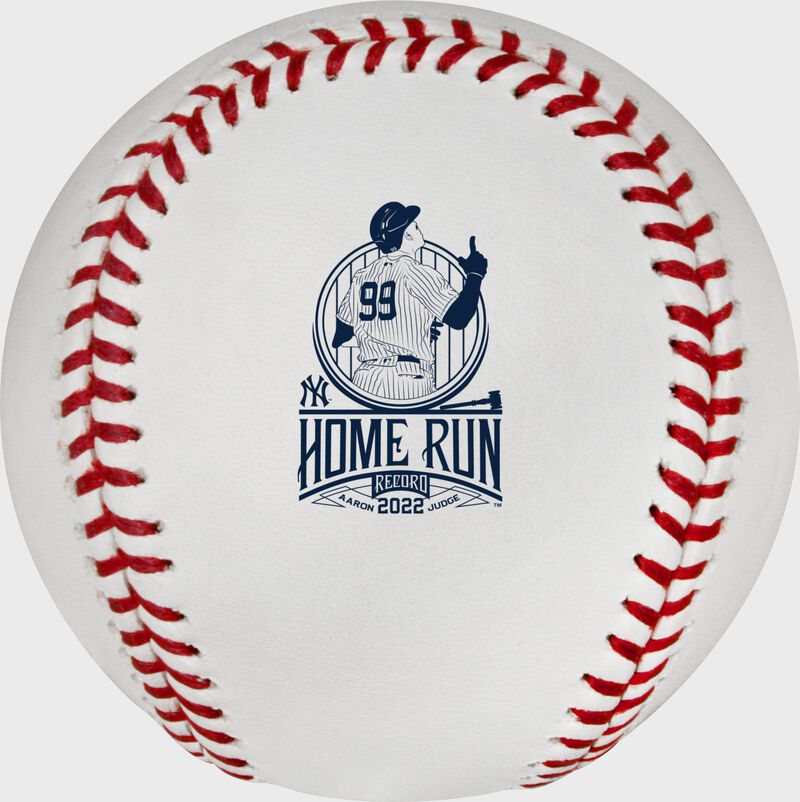 Aaron Judge 62 home run record logo stamped on a MLB ball - SKU: RSGEA-ROMLGAJ62-R