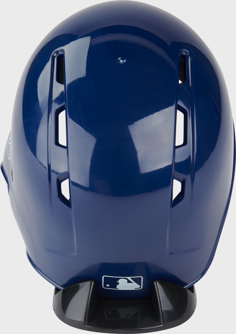 Back of a navy Tigers mini replica helmet