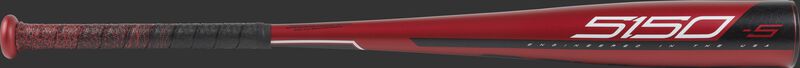 Barrel view of a red US955 2019 5150 USA baseball bat with black/white accents
