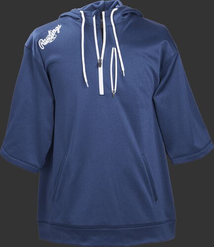 Front of Rawlings Navy Adult Half Sleeve Hoodie with Zipper - SKU #RHTYO-DSW-88