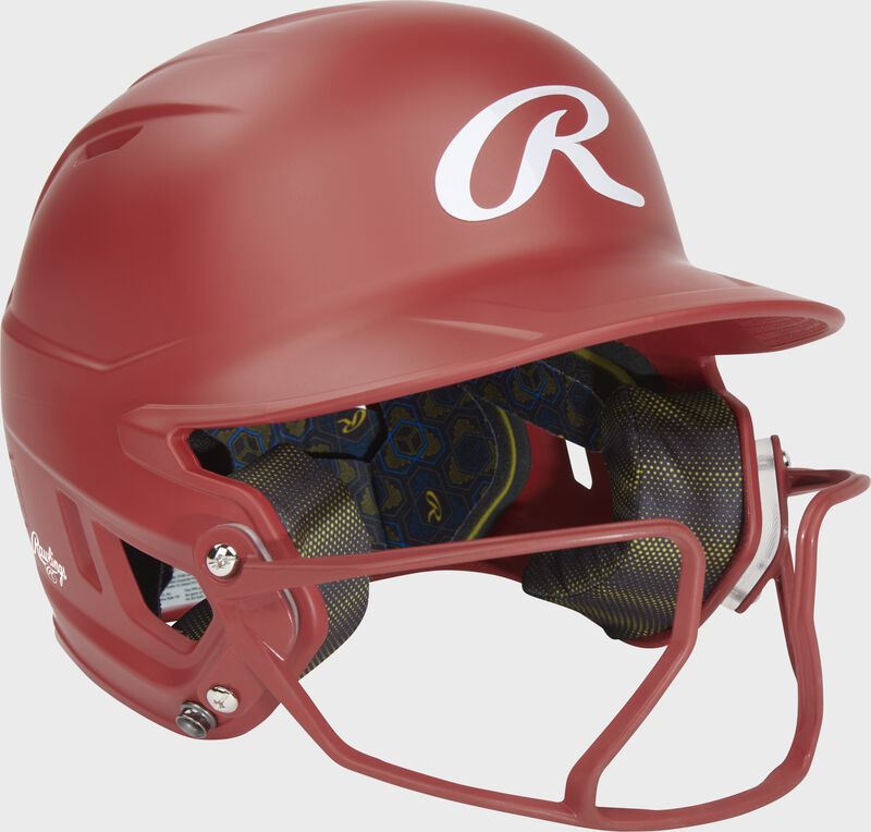 Rawlings Mach Hi-Viz Fastpitch Batting Helmet, Scarlet, Senior loading=