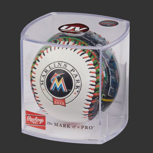 MLB Miami Marlins stadium baseball in a display case