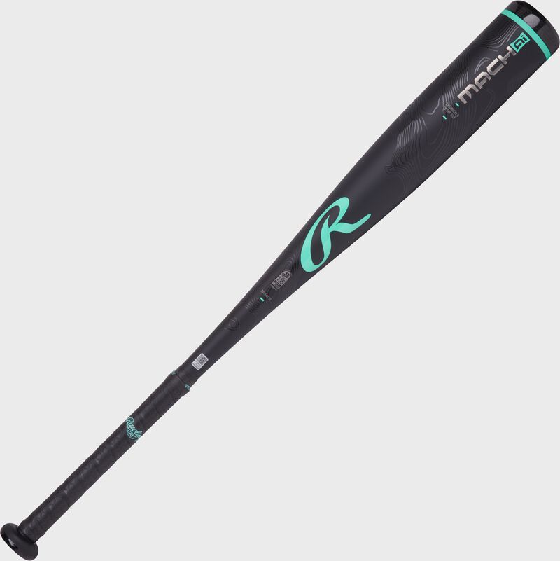 Secondary image of a black Mach AI USSSA -10 bat with a mint "R" logo above the handle