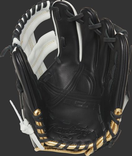EC1125-20BW Rawlings Encore youth baseball glove with a black palm and black laces