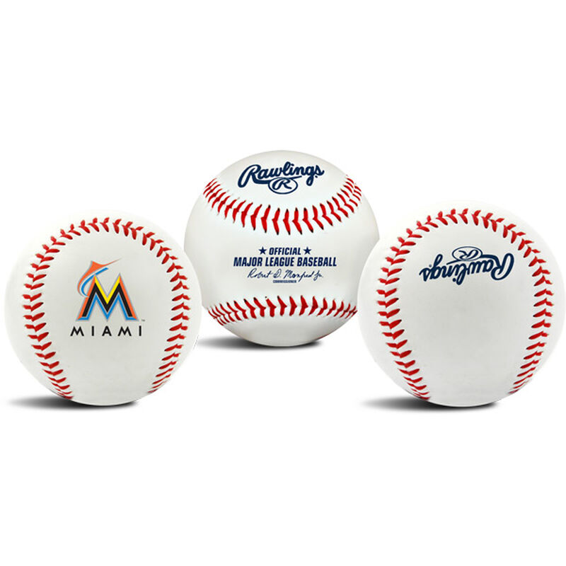 3 views of a MLB Miami Marlins baseball