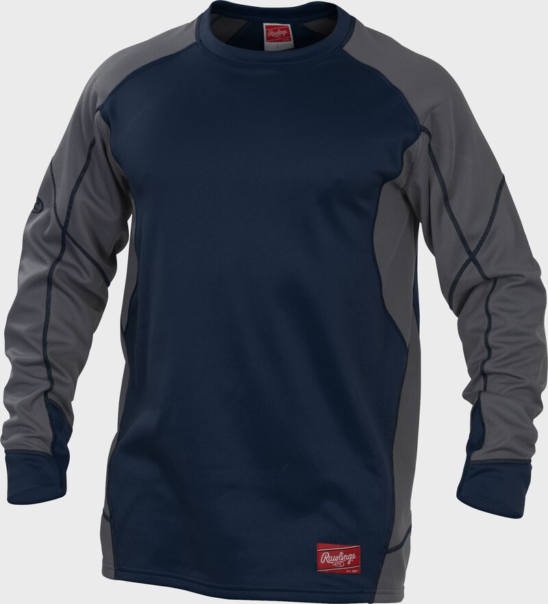 UDFP4 Dugout fleece pullover with a navy body, grey sleeves and navy stitching