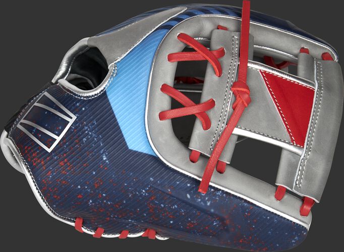 Thumb of a navy/gray/scarlet 2022 REV1X 11.5-Inch infield glove with a gray/scarlet I-web - SKU: REV204-2X