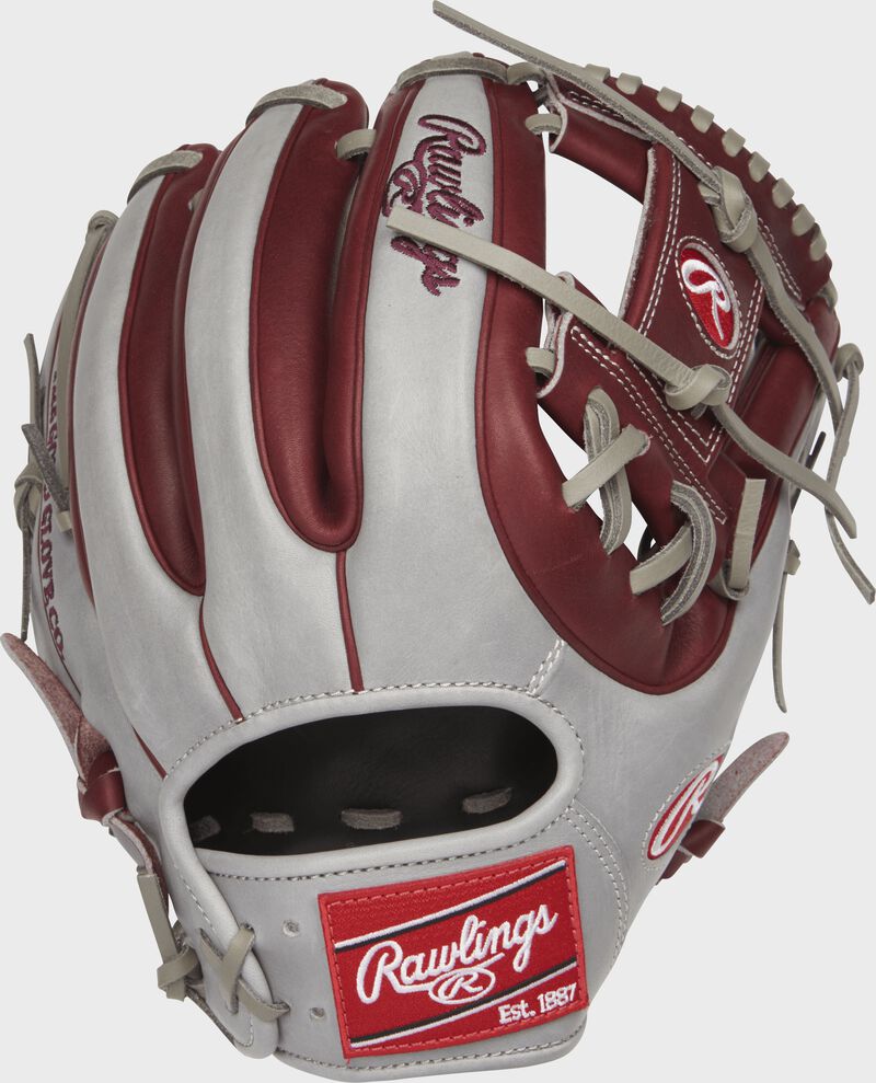 PRO315-2SHG 11.75-inch Heart of the Hide I web glove with a grey/sherry back and sherry double-welting