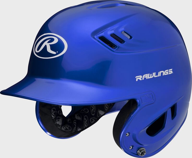 A metallic royal R16S Velo senior batting helmet with Cool-Flo vents