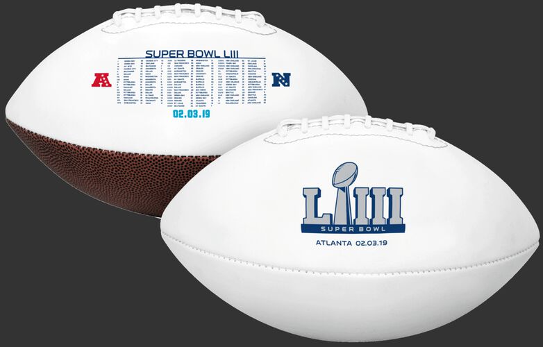 White 2019 Road to Super Bowl 53 Full Size Football With Super Bowl Logo SKU #06851097189