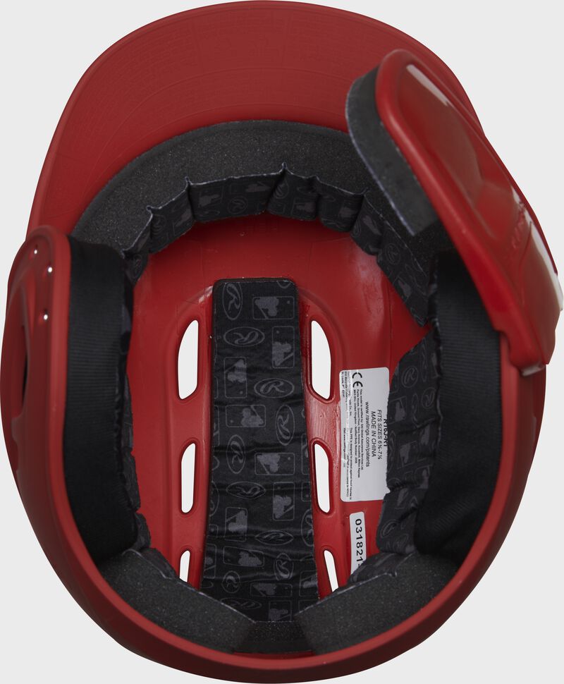 Inside view of Scarlet R16 Reverse Matte Batting Helmet | Junior & Senior - SKU: R6R07