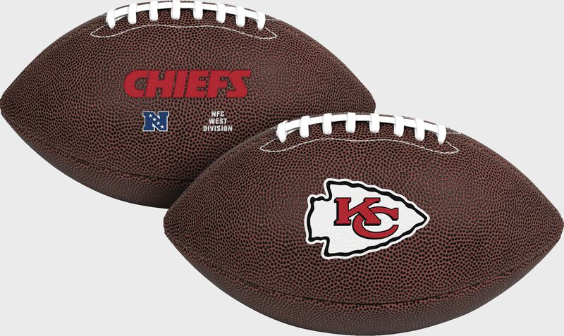 A Kansas City Chiefs NFL Air-It-Out youth size football with embossed team logos - SKU: 08041071121