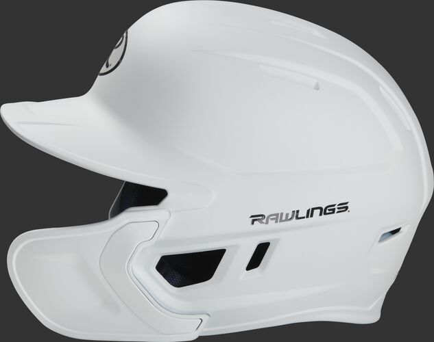 Left side of a MACHEXTR Rawlings MACH helmet with EXT extension piece