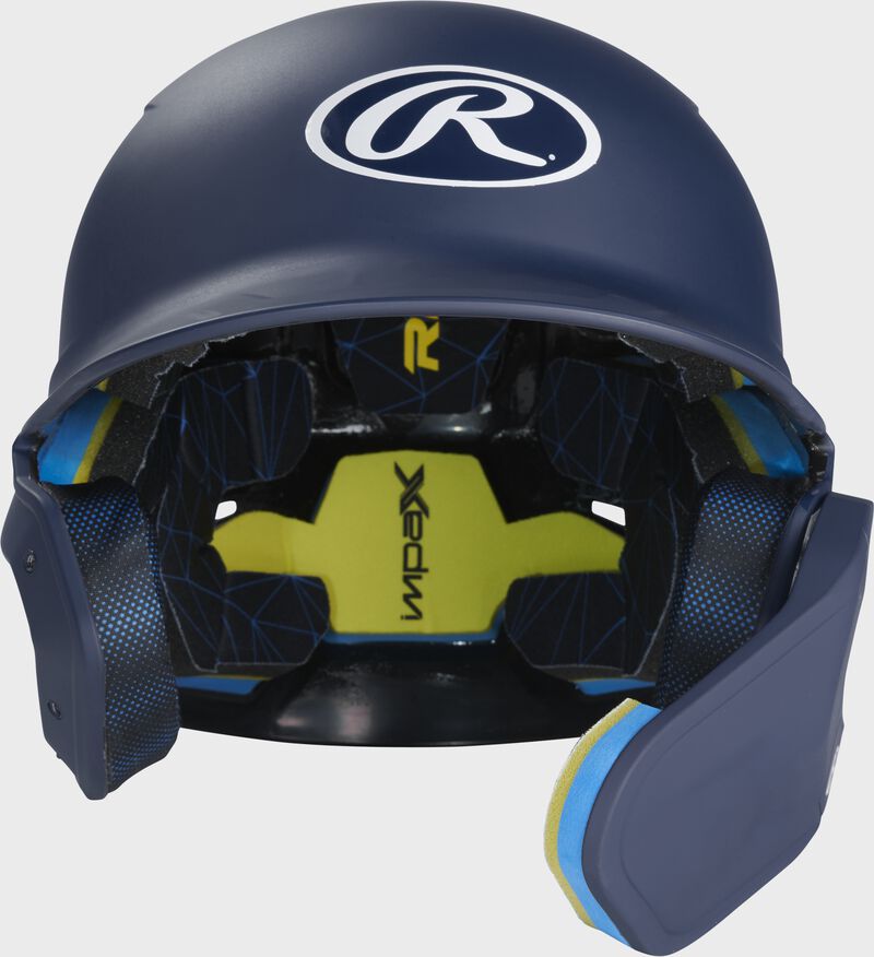 Front view of Navy Rawlings Mach Carbon Batting Helmet - SKU: MAAR
