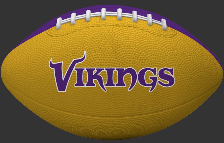 Yellow side of a Minnesota Vikings Gridiron tailgate football with team name SKU #09501075122