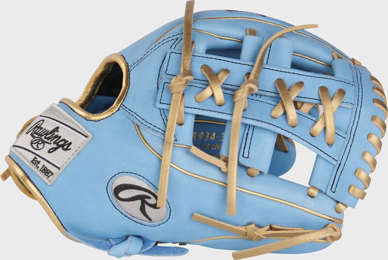 Thumb of a Columbia blue Heart of the Hide R2G 11.5" infield glove with a laced single post solid web - SKU: RSGPROR934-2CBG