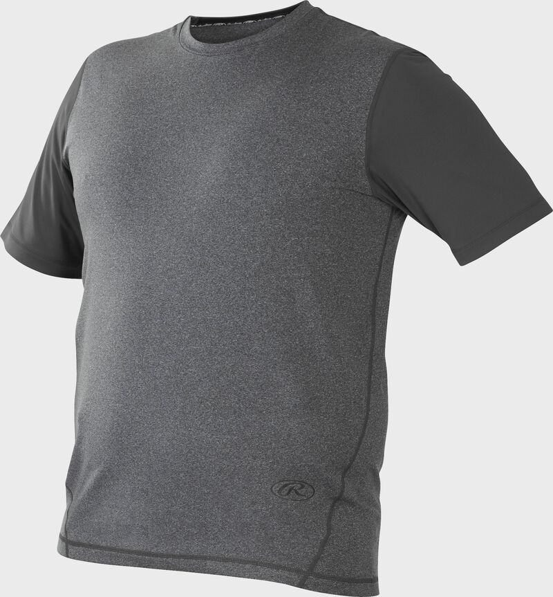 Front of Rawlings Gray Adult Hurler Performance Short Sleeve Shirt - SKU #HSS
