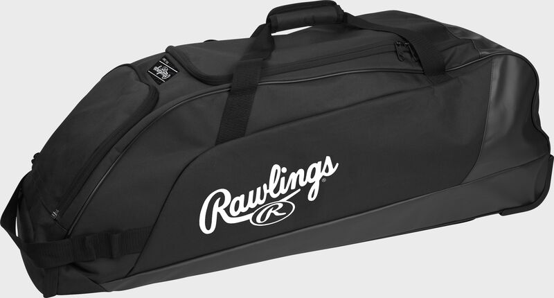 A black Rawlings Workhorse wheeled equipment bag - SKU: WHWB23-B