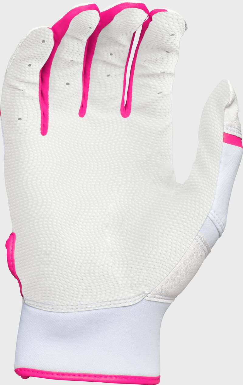 White palm of a pink Clout batting glove