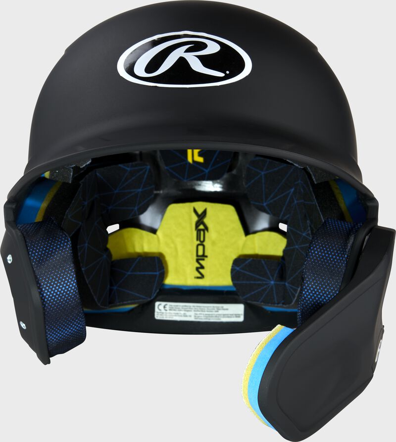 Front view of Black Rawlings Mach Carbon Batting Helmet - SKU: MAAR
