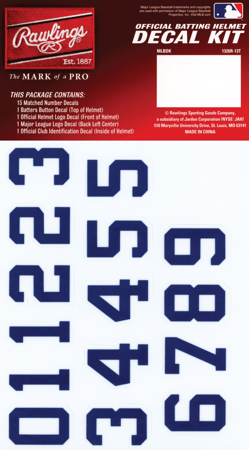 Rawlings MLB New York Yankees Decal Kit With Blue Numbers SKU #MLBDC-NYY
