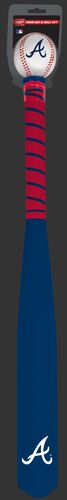 Front of Rawlings Atlanta Braves Foam Bat and Ball Set in Team Colors With Team Name and Logo On Front SKU #01860005111