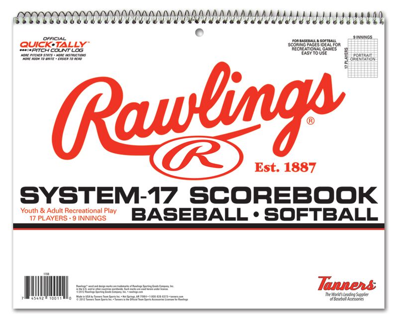 Rawlings System-17 Scorebook For Baseball and Softball SKU #WAL17SB