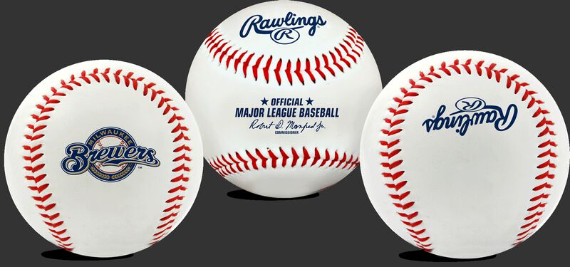 3 views of a MLB Milwaukee Brewers baseball