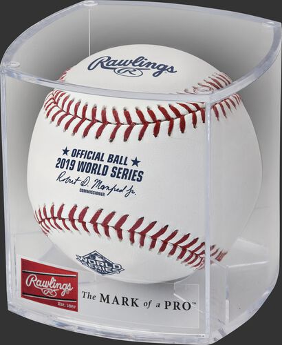 WSBB19 2019 World Series baseball in a display case