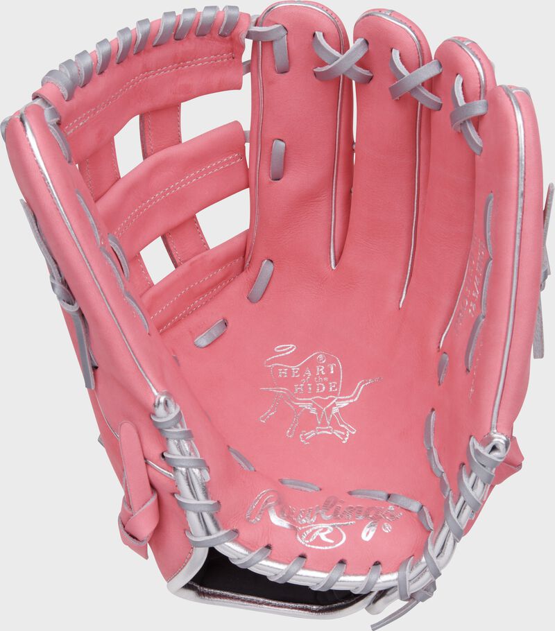 Pink palm of a Rawlings Fernando Tatis Jr. HOH glove with platinum laces - SKU: PRO3039-6FTJ