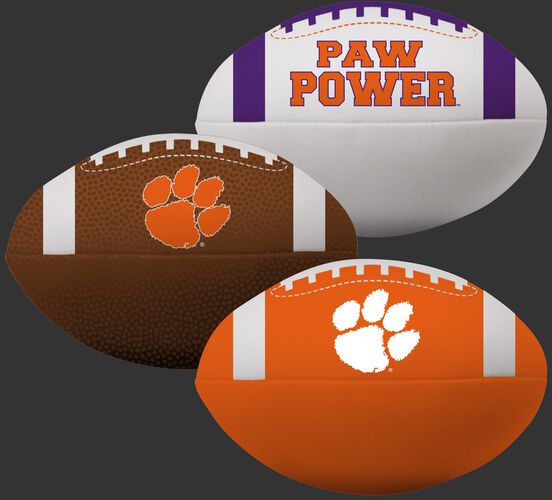 Rawlings NCAA Clemson Tigers 3 Softee Football Set With White, Brown, and Orange Footballs SKU #08623010114