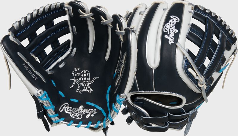 2 views showing the palm/back of a Heart of the Hide fastpitch softball 11.75" H-web infield glove - SKU: PRO715SB-6N