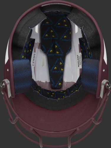 Black foam padding on the inside of a Rawlings Mach fastpitch helmet - SKU: MSB13S-W/MA