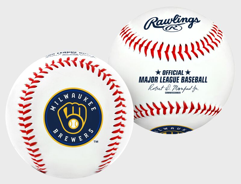 2 views of a MLB Milwaukee Brewers baseball loading=