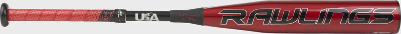 Red barrel of a USZQ12 -12 USA Quatro Pro bat with black/silver accents