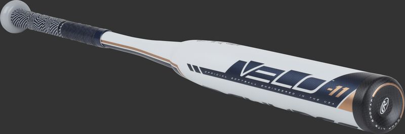 FP9V11 Velo fastpitch -11 bat with a white barrel and black end cap