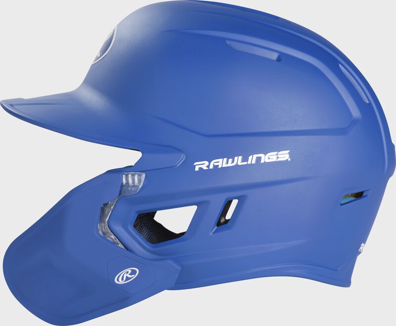 Left-side view of Royal Rawlings Mach Carbon Batting Helmet - SKU: MAAR loading=