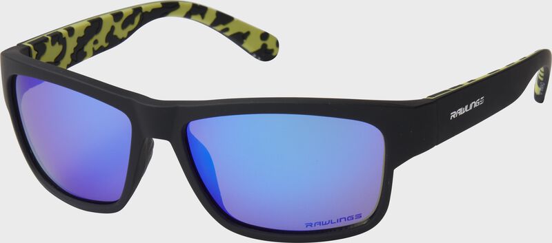 Rawlings LTS adult Sport Sunglasses – Black Full Frame with Purple Mirror Lenses