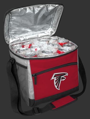 An open Atlanta Falcons 24 can cooler filled with ice and drinks - SKU: 10211060111